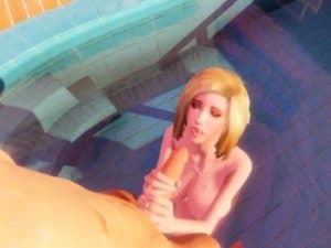 3D Busty Babe Gets Facial at the Pool!